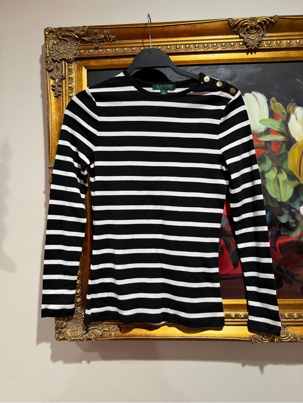 Lauren Ralph Lauren Black & White Striped Long-Sleeve Top